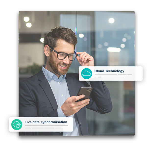 Man using triConvey Cloud technology.