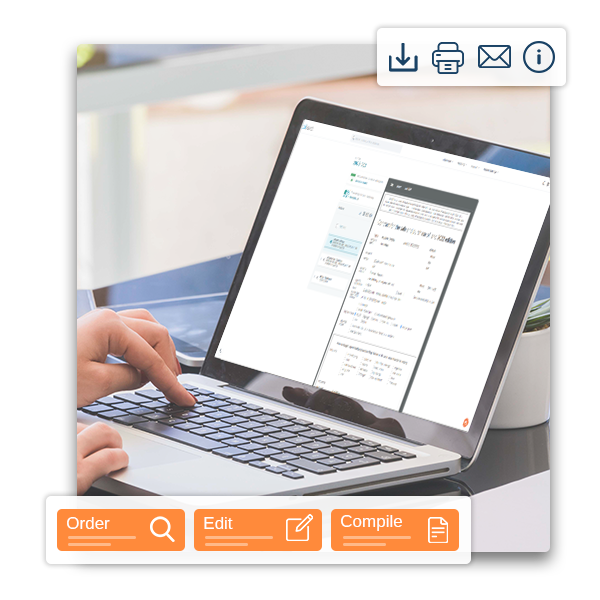 Contract preparation on laptops.