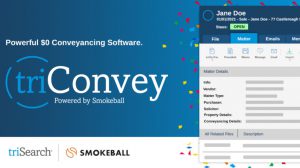 Free conveyancing software triConvey marketing screenshot.