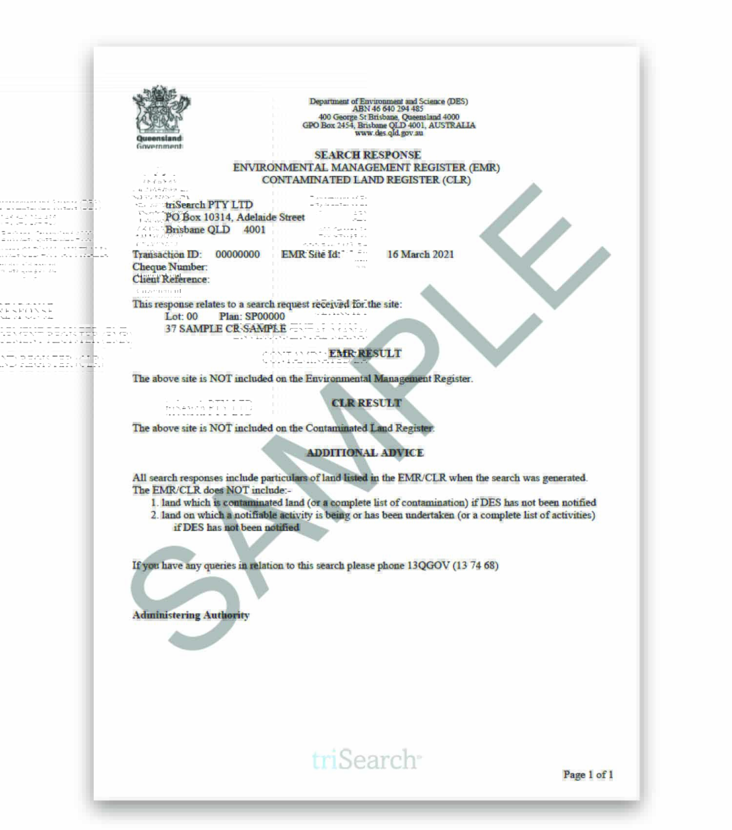 Contaminated Land Search (QLD) triSearch