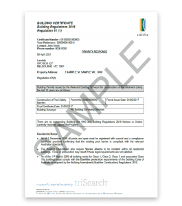 Building Approval Certificate (VIC Building Approval) Sample Image