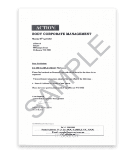 Owners Corporation certificate Sample Image