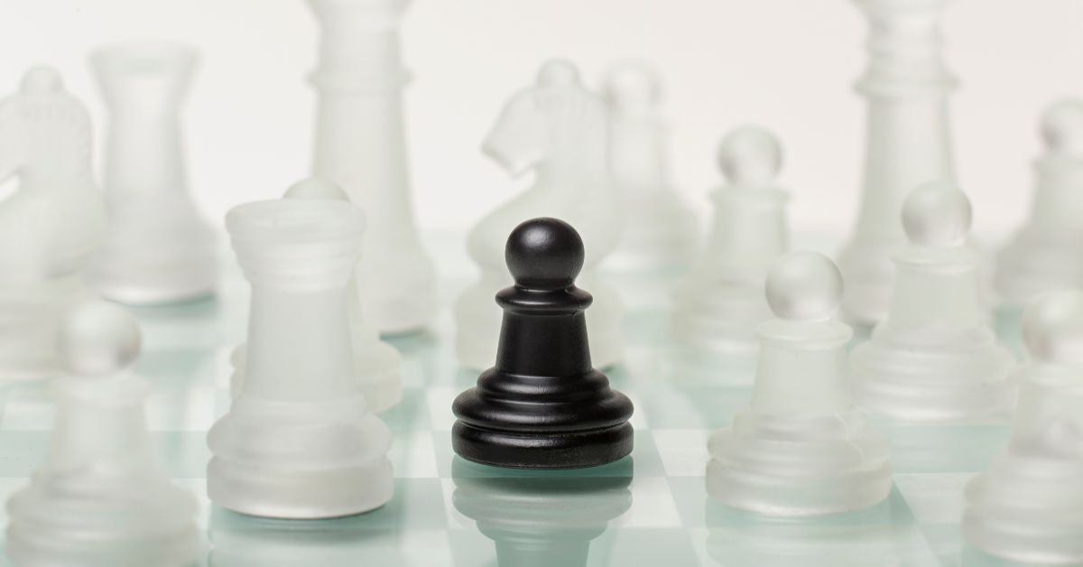 Chess piece standing out to signify preparation is key