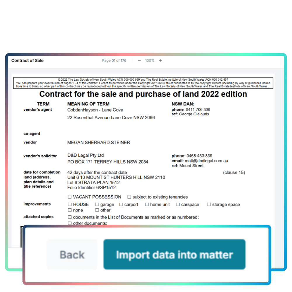 Easily map the details from your contract back into your matter fields