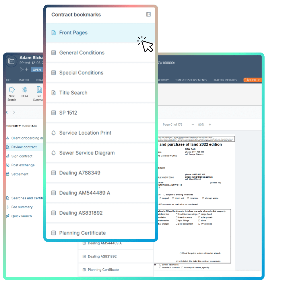 Swap between pages of your contract using the bookmarks tool to quickly and easily navigate your contract.  
